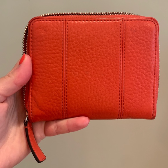 Coach Coral Orange Leather Wallet - Picture 2 of 3